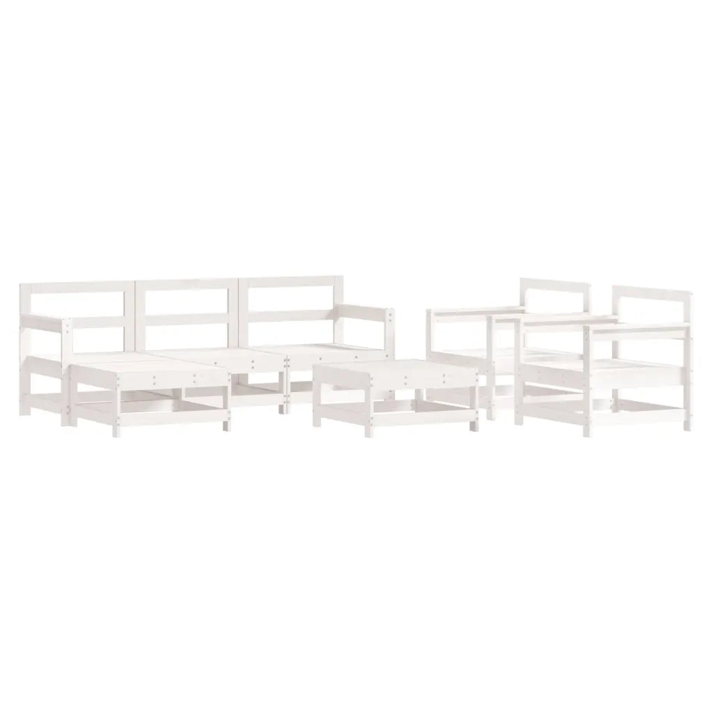 Set Salotto da Giardino 7 pz Bianco in Legno Massello di Pinocod mxl 69977