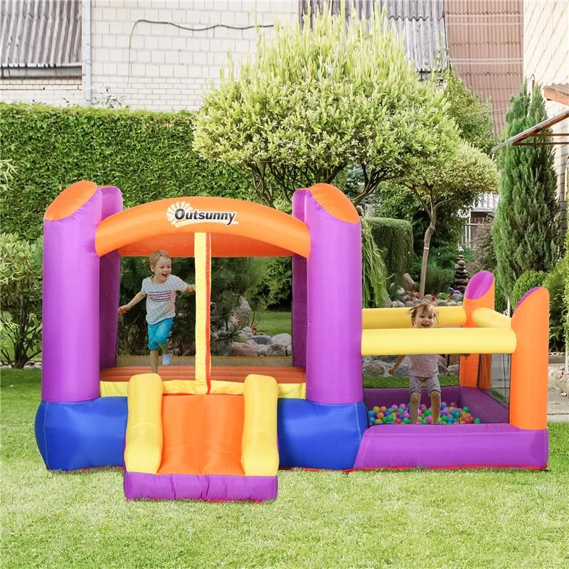 CASTELLO GONFIABILE PER BAMBINI CON SCIVOLO E PISCINA MULTICOLOR