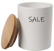 Barattolo in ceramica con tappo di legno COLORI: BIANCO, Colore e Fantasia: SALE