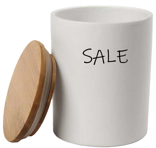 Barattolo in ceramica con tappo di legno COLORI: BIANCO, Colore e Fantasia: SALE
