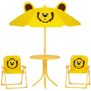 Set da Giardino per Bambini con Tavolino e 2 Sedie Pieghevoli ¨C zephmum ¨C Giallo
