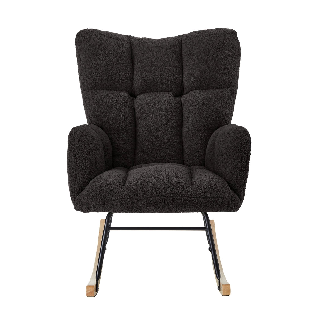Poltrona a Dondolo ¨C MINIMAL ¨C Legno e Metallo, Design Scandinavo, 69x89x101 cm