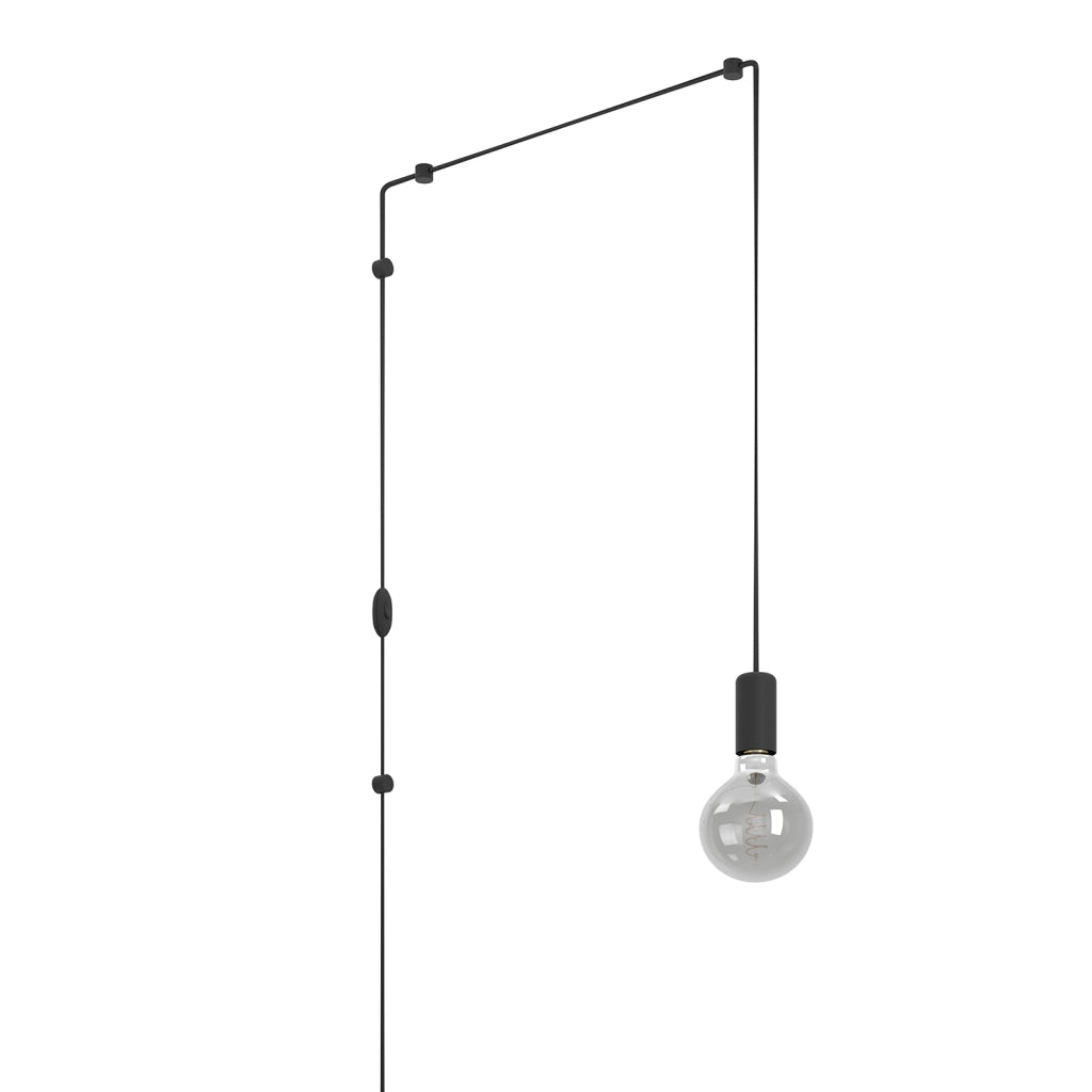 Lampadario A Sospensione Minimal Pinetina Acciaio Nero 1 Luce E27