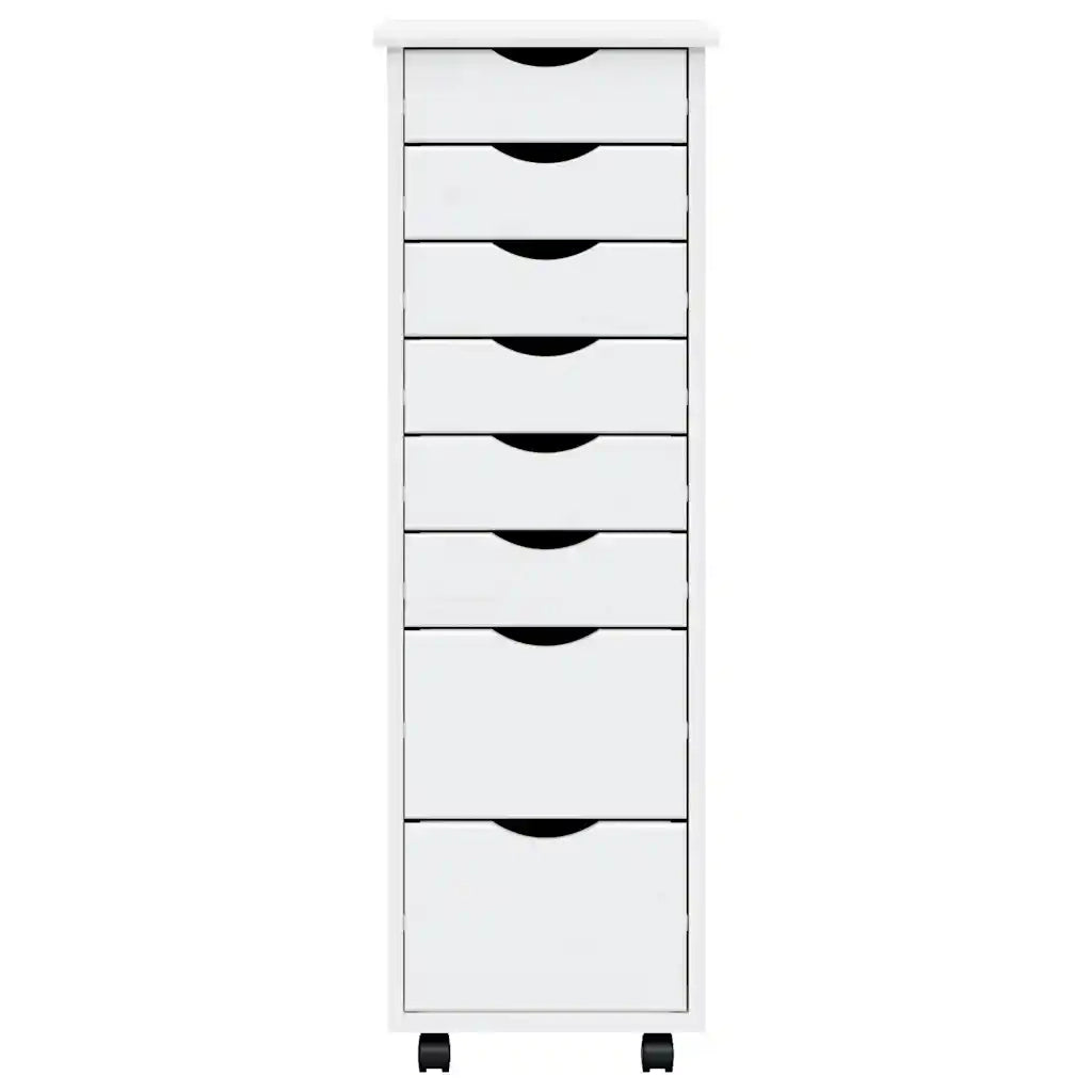 Mobiletto su ruote dal design moderno con cassetti stile ufficio 34 x 39 x 103 cm realizzato in legno di pino bianco 02_0047163