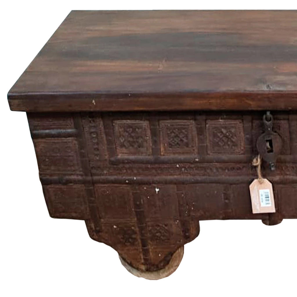 Tavolo baule legno metallo marrone 106x59x49h cm