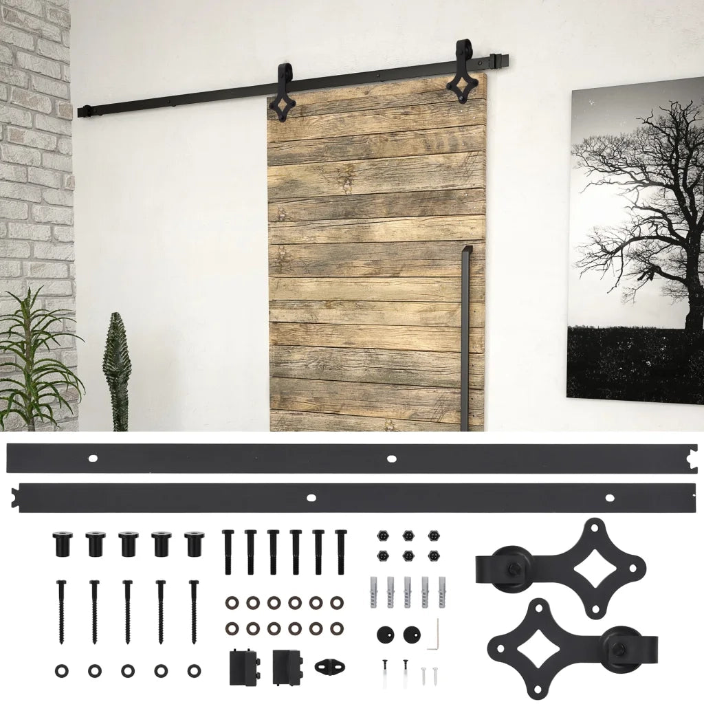 Kit di Binari per Porte Scorrevoli SKIEN 200 cm Acciaio Nero 145261