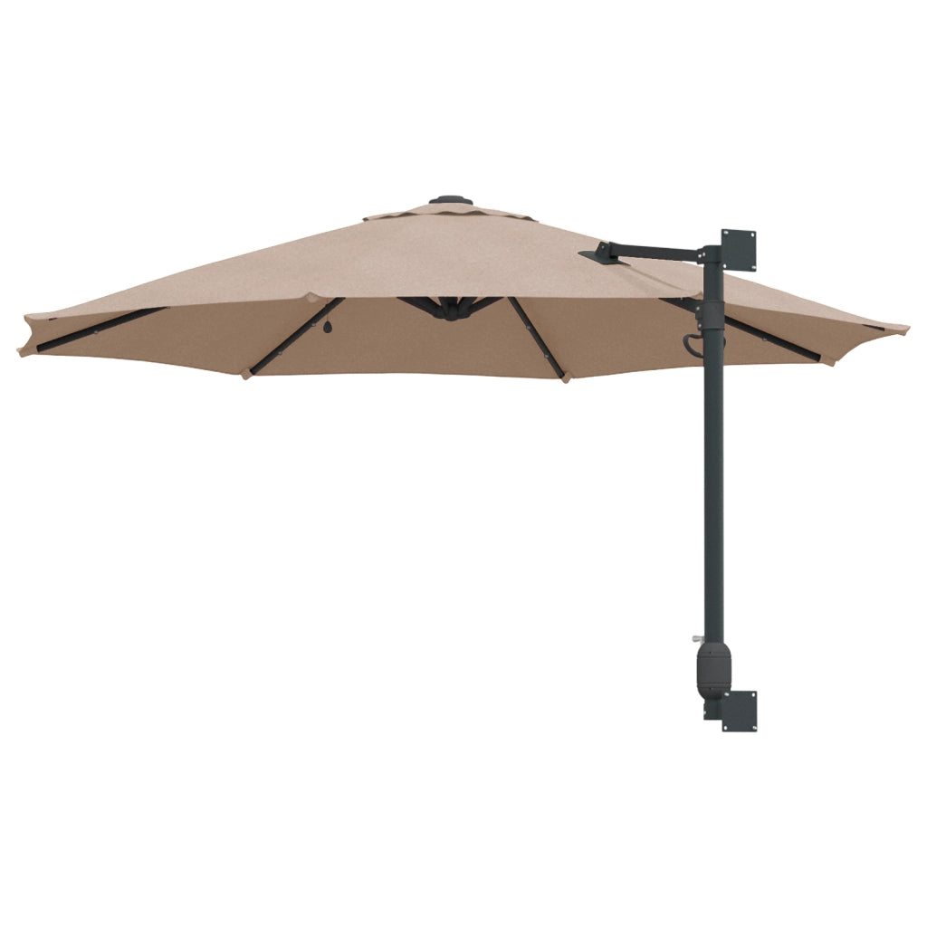 Ombrellone da Giardino Montato a Muro con LED Tortora 248 cm