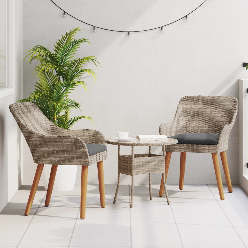 Sedie da Giardino con Cuscini 2 pz Nero Polirattan