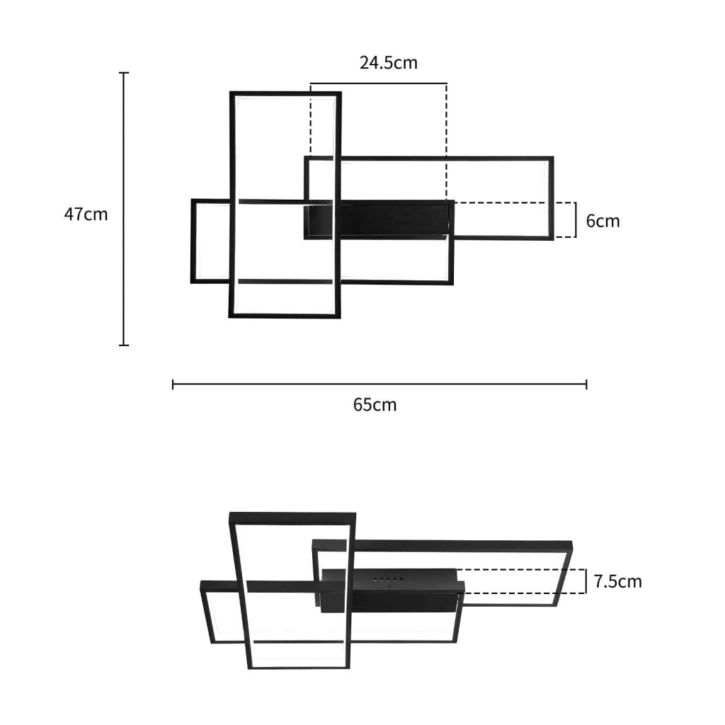 ZMH Lampada da soffitto plafoniera LED nera dimmerabile 65W telecomando moderna multifunzionale
