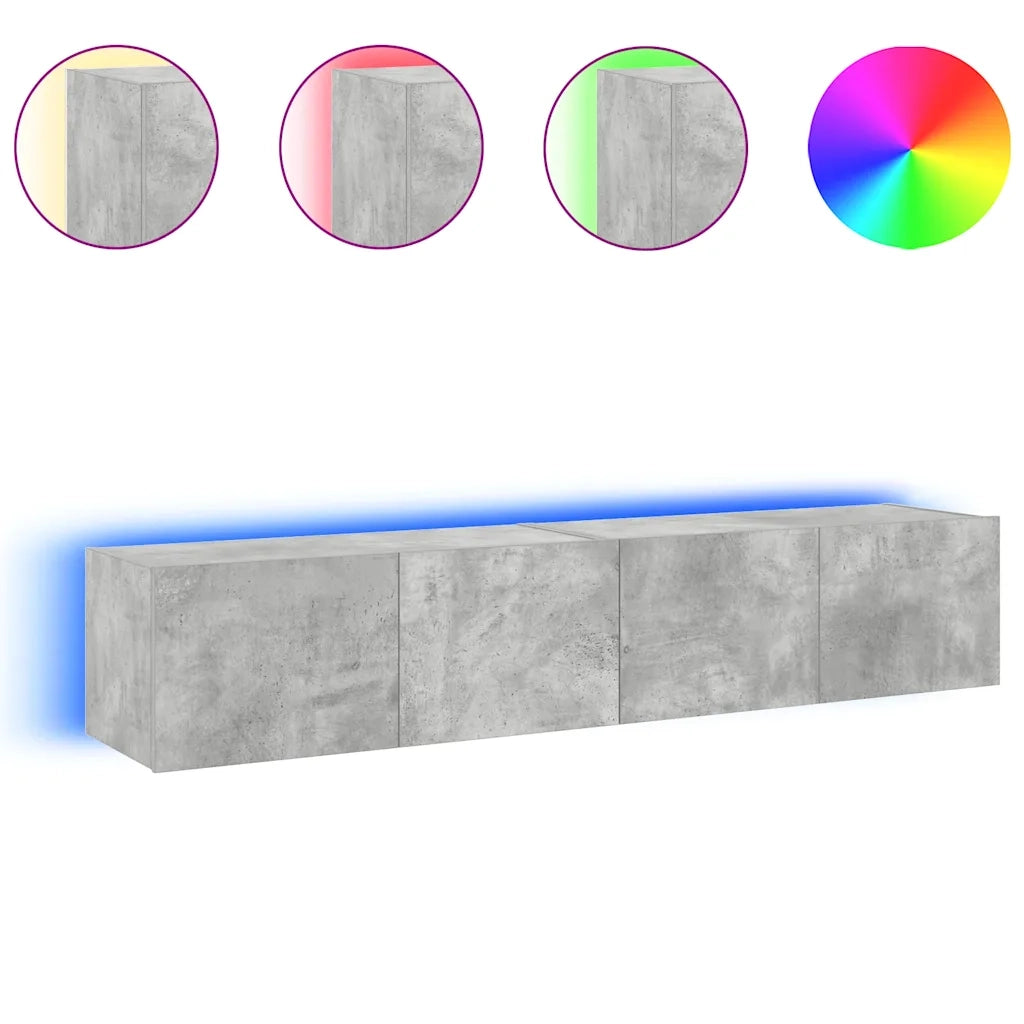 Mobili TV a Parete con Luci LED 2pz Grigio Cemento 80x35x31 cm 837288