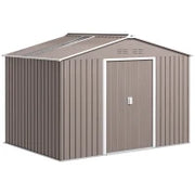 Capanno per attrezzi in metallo con porte scorrevoli e finestre di ventilazione, 277 x 195 x 192 cm, Grigio chiaro
