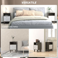 Set di 2 Comodini con 2 Cassetti e Vano Aperto 40x34x64 cm Grigio