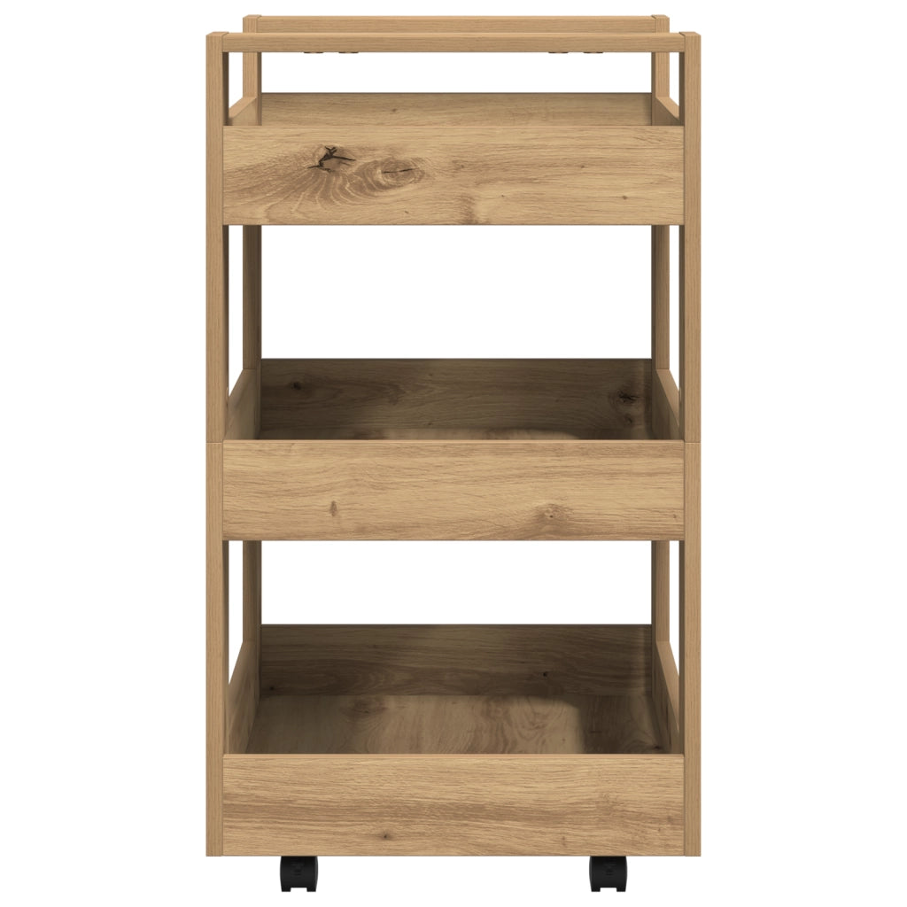Carrello da cucina  in rovere artigianale 60x45x80 cm in legno ingegnerizzato