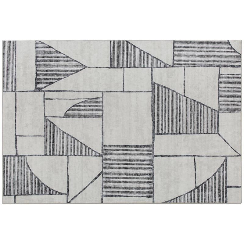 TAPPETO MODERNO ANTISCIVOLO A LINEE GEOMETRICHE, IN POLIESTERE MULTICOLORE, 230X160X0.7 CM