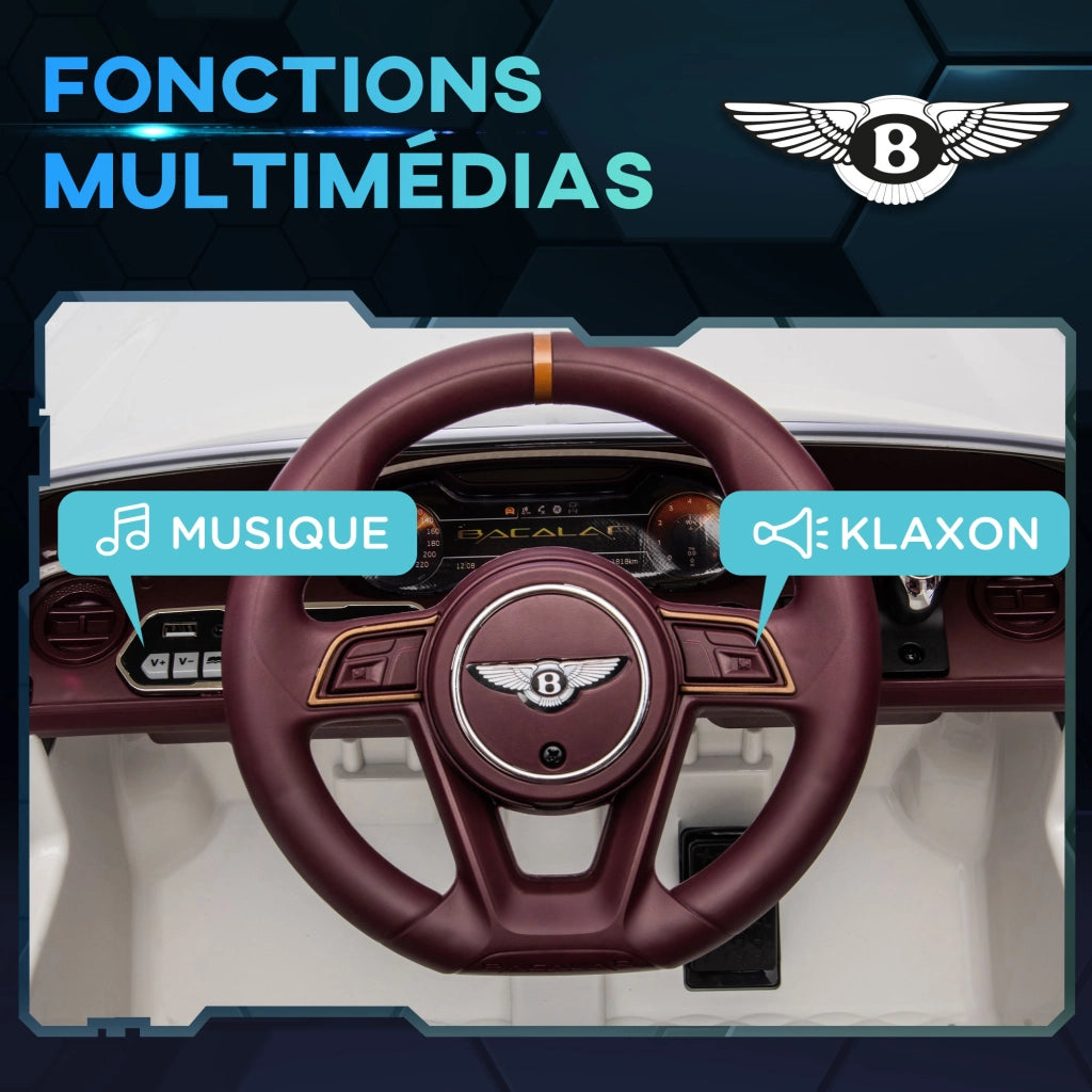 Auto elettrica Bentley Bacalar per bambini 3-5 anni ¨C Xylo ¨C 12V 25W bianco con telecomando