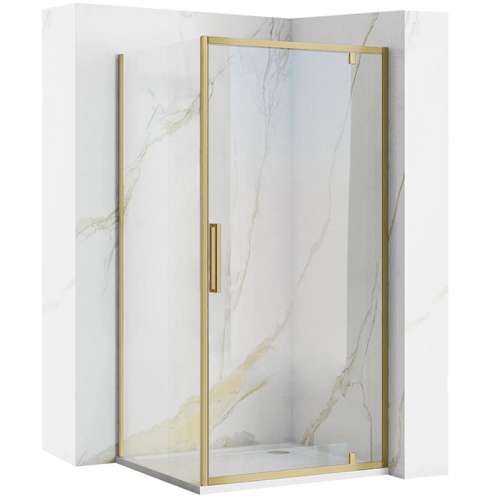 Cabina Doccia Rea Rapid Swing Brush Gold 100x90