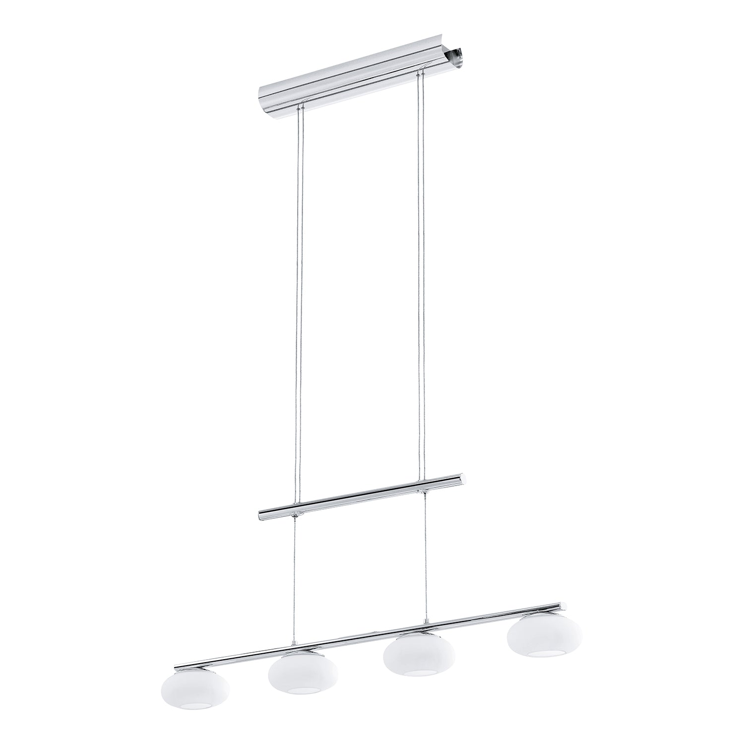 Lampadario A Sospensione Moderno Aleandro 1 Acciaio Cromo Vetro 4 Luci Led 4,5W