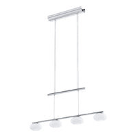 Lampadario A Sospensione Moderno Aleandro 1 Acciaio Cromo Vetro 4 Luci Led 4,5W