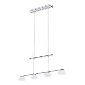 Lampadario A Sospensione Moderno Aleandro 1 Acciaio Cromo Vetro 4 Luci Led 4,5W