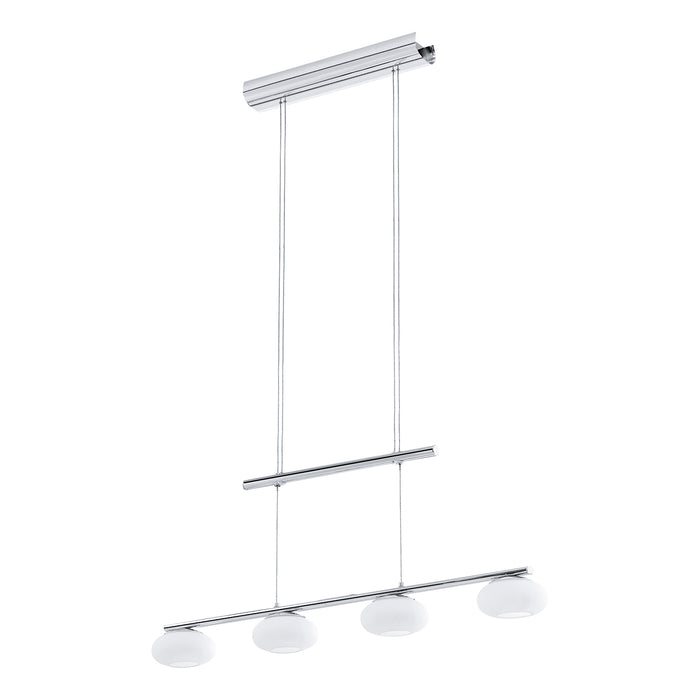 Lampadario A Sospensione Moderno Aleandro 1 Acciaio Cromo Vetro 4 Luci Led 4,5W