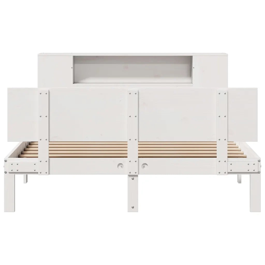 Letto Libreria senza Materasso Bianco 150x200 cm Legno di Pino 3322635