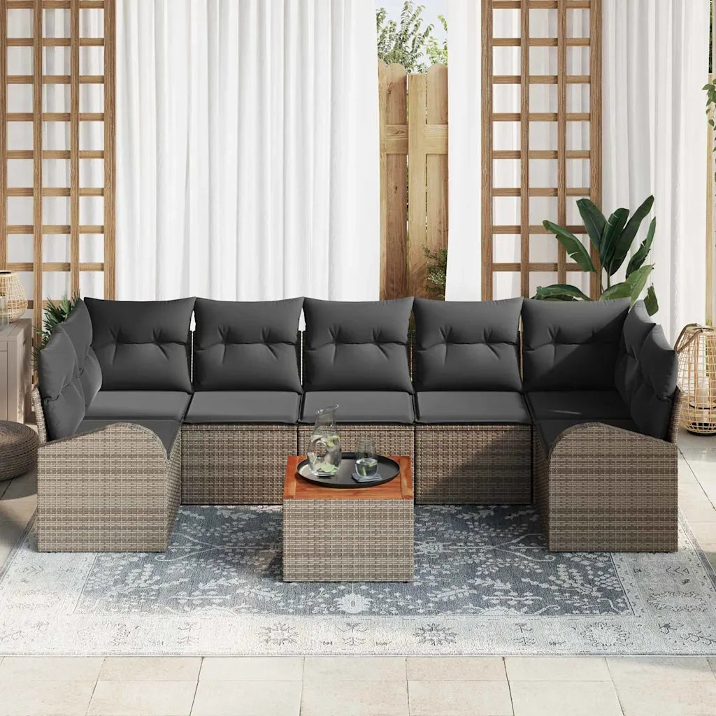 Set Divano da Giardino 8 pcs Grigio polyrattan