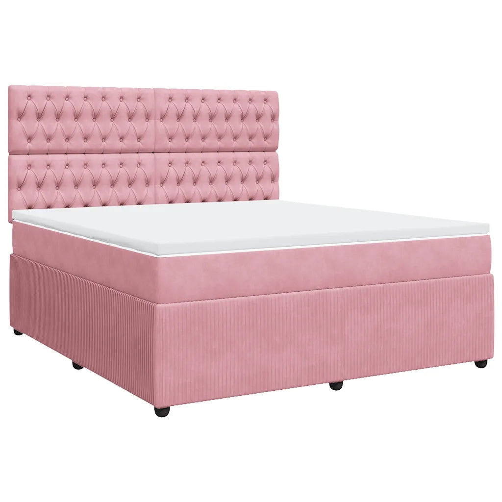 Giroletto a Molle con Materasso Rosa 180x200 cm in Velluto 3294717
