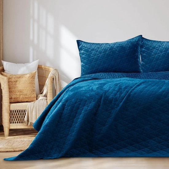Sprea 240x260 cm blu stoffa a punti lana Laila