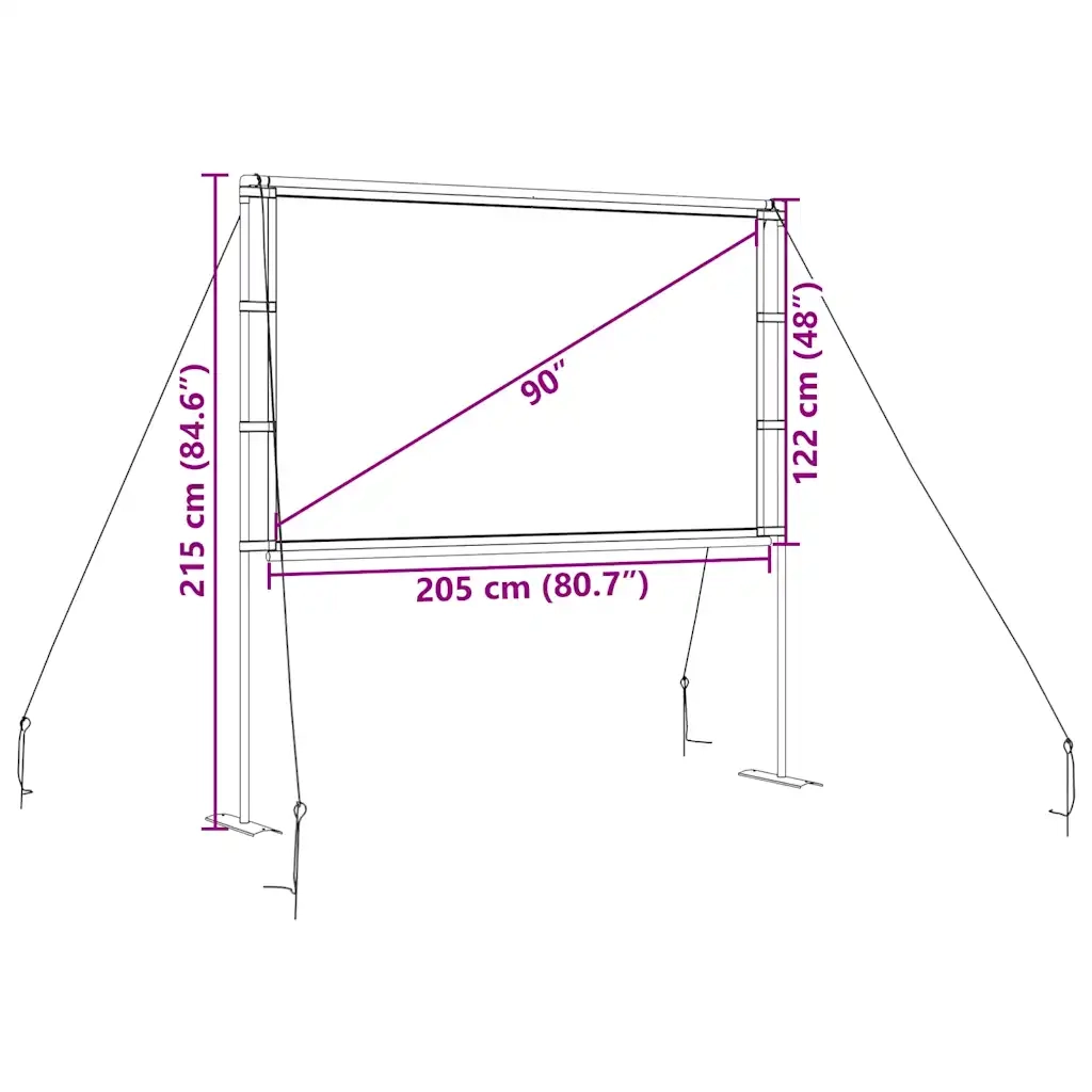 Schermo di Proiezione con Supporti 90 Pollici 16:9