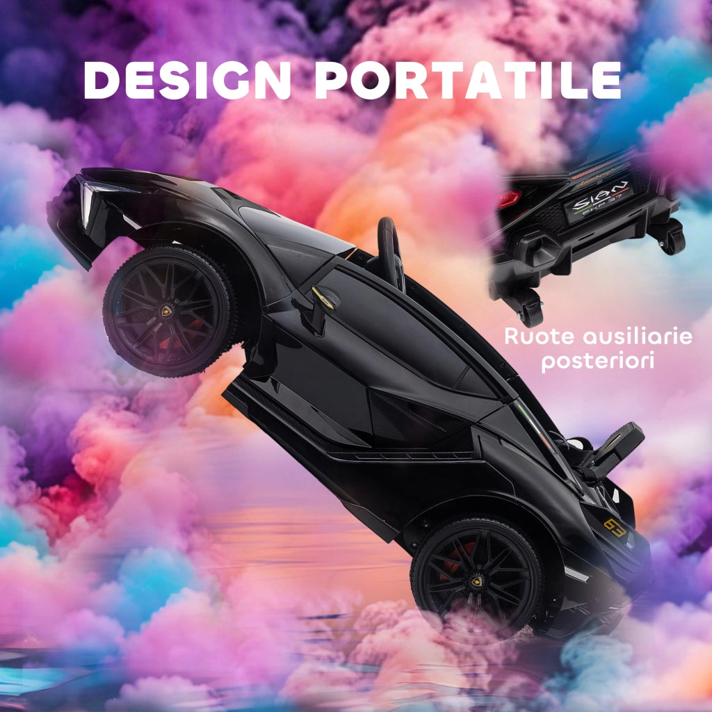 Macchina Elettrica per Bambini 3-5 Anni Lamborghini 12V con Telecomando e Velocit¨¤ 3-5km/h, Nero