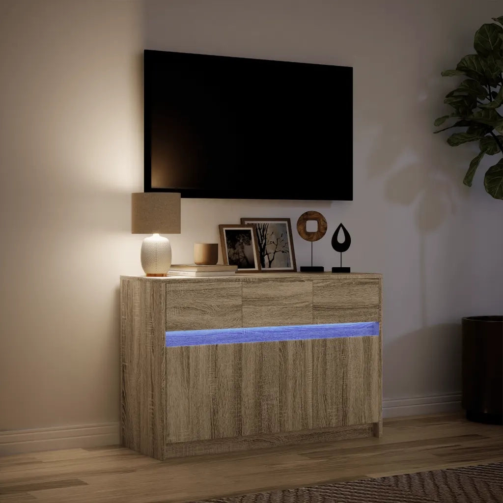 Mobile Porta TV con LED Rovere Sonoma 91x34x61 cm in Truciolato 852182
