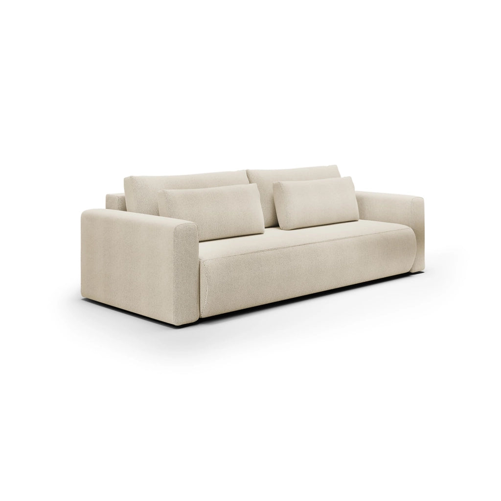 Erbezzo, Divano Letto 2 Posti Contenitore, 240x105 cm Bianco Crema