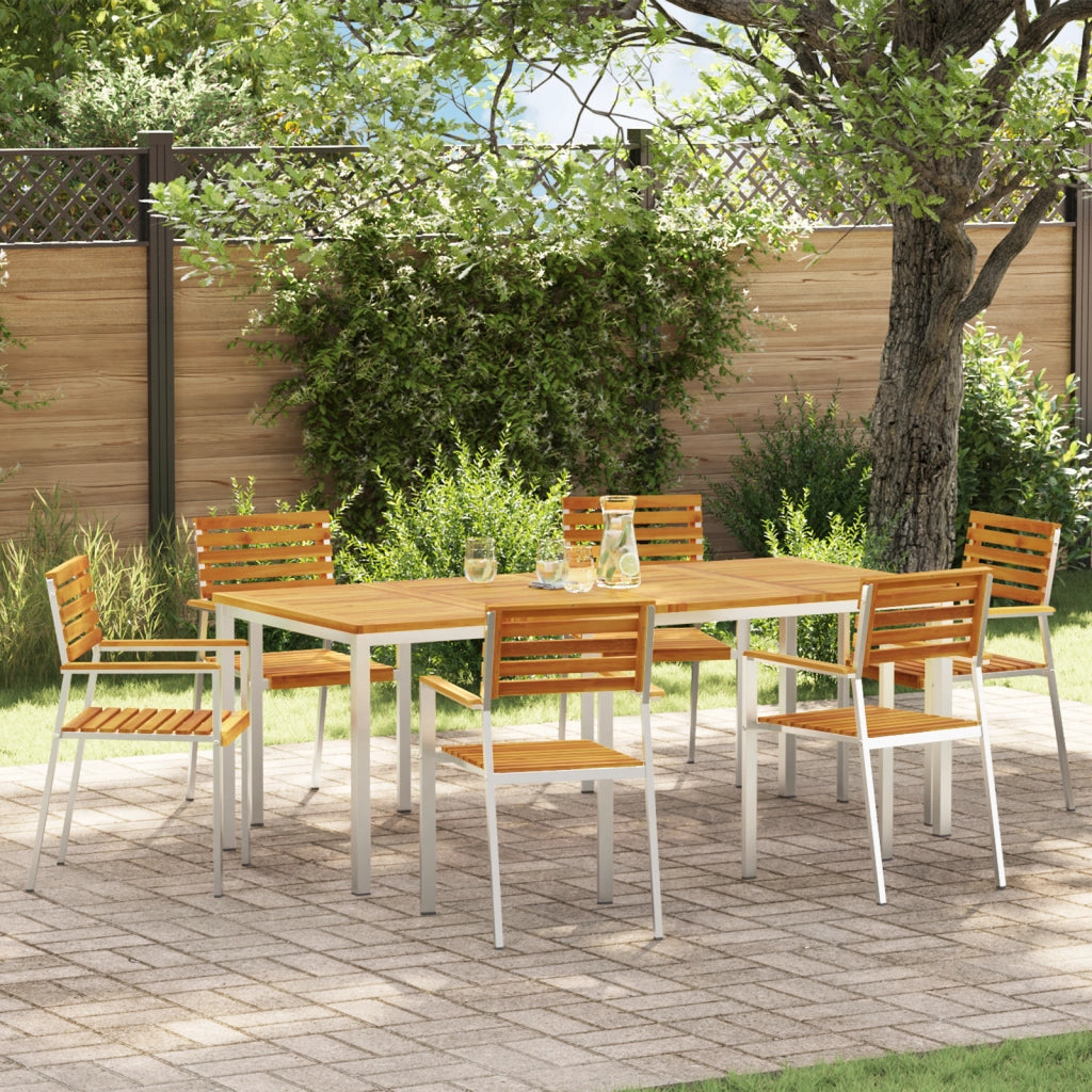 Set da pranzo da giardino  7 pezzi in legno massello di acacia