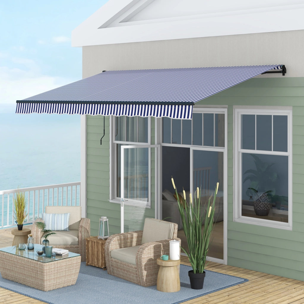 Tenda da sole per terrazza ¨C Zephmum ¨C Blu e bianco 400x300 cm