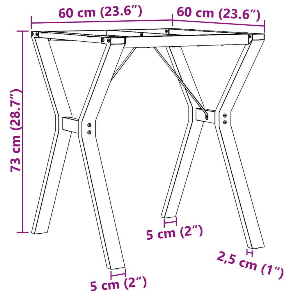 Telaio Gambe a Y per Tavolo da Pranzo 60x60x73 cm in Acciaio