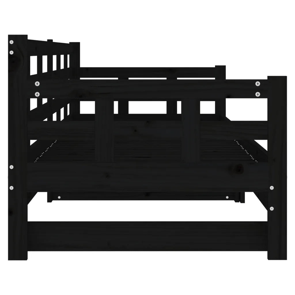 Dormeuse Estraibile Nera in Legno Massello di Pino 2x(90x190)cm cod mxl 59363