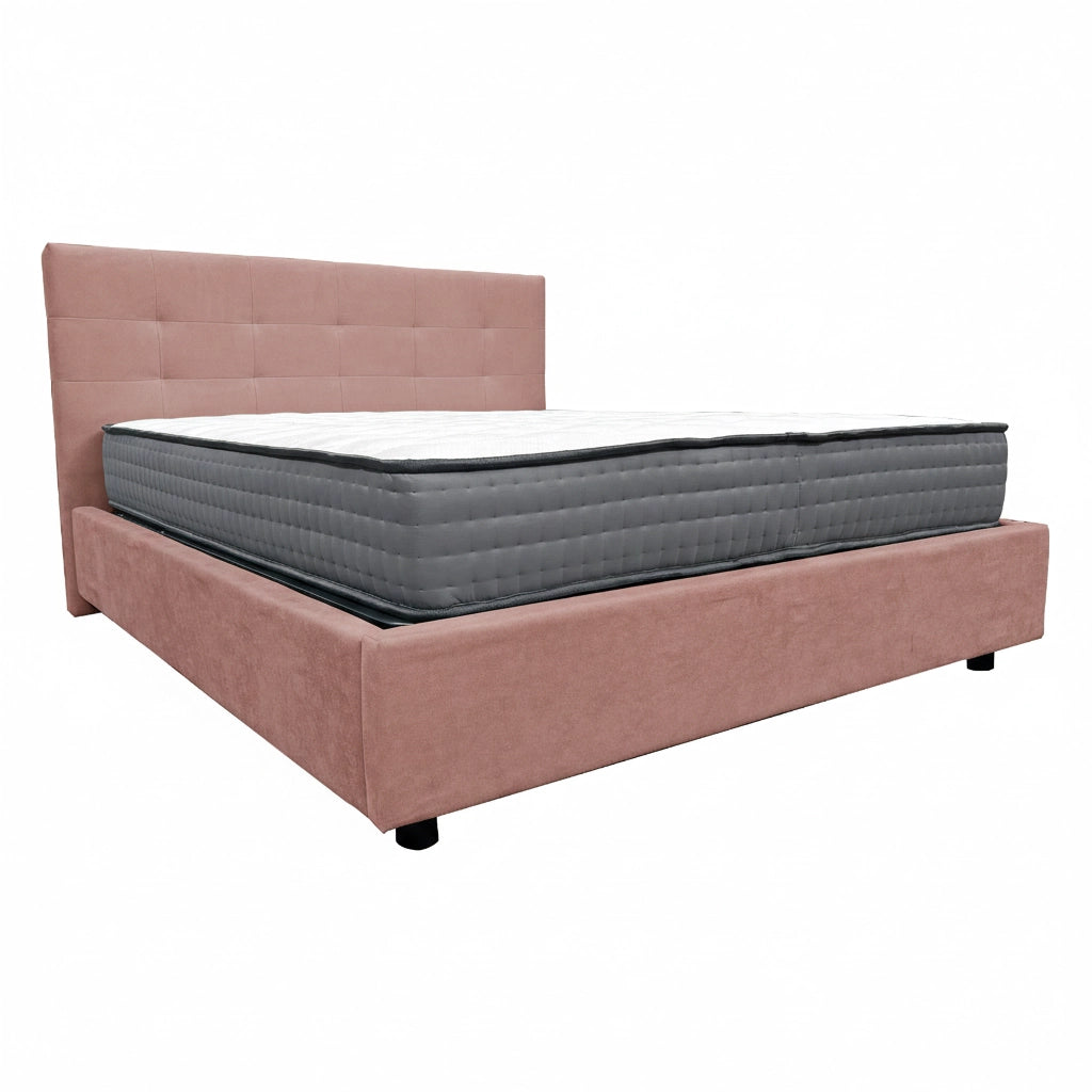 Letto contenitore matrimoniale 160x190 cm con rete ortopedica a doghe, tessuto Enjoy, made in Italy - 19 Flamingo
