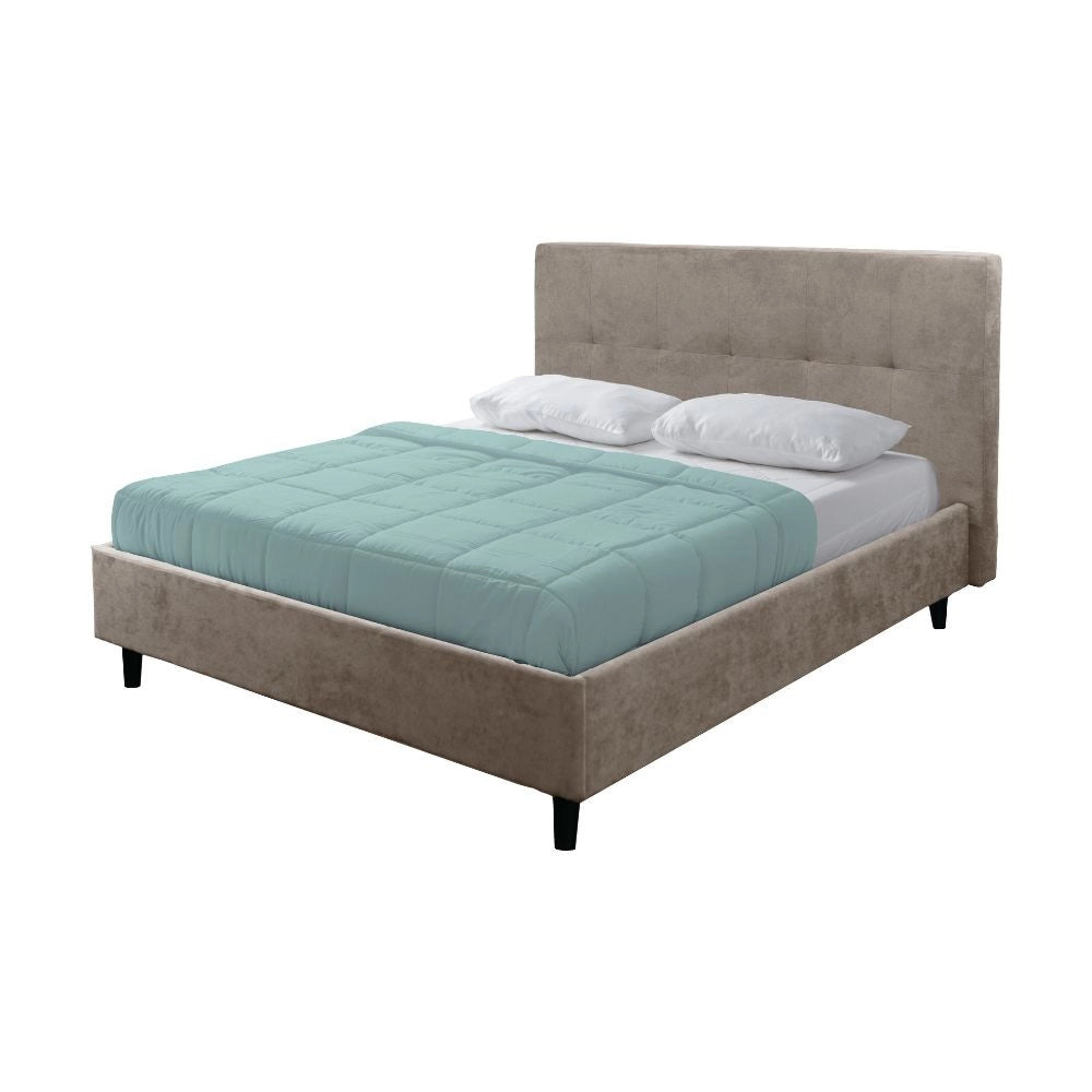 Letto matrimoniale con rete inclusa Snello tessuto colore tortora