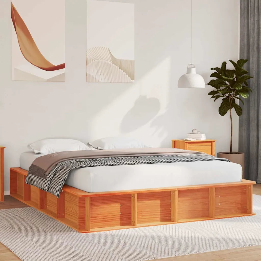 Struttura del letto Marrone cerato 150 x 200 cm Pino massello
