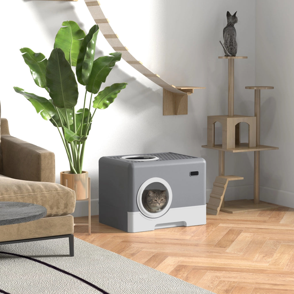 Casetta per Gatti con Vassoio Estraibile ¨C Zephmum ¨C 52x41x38,5 cm Grigio