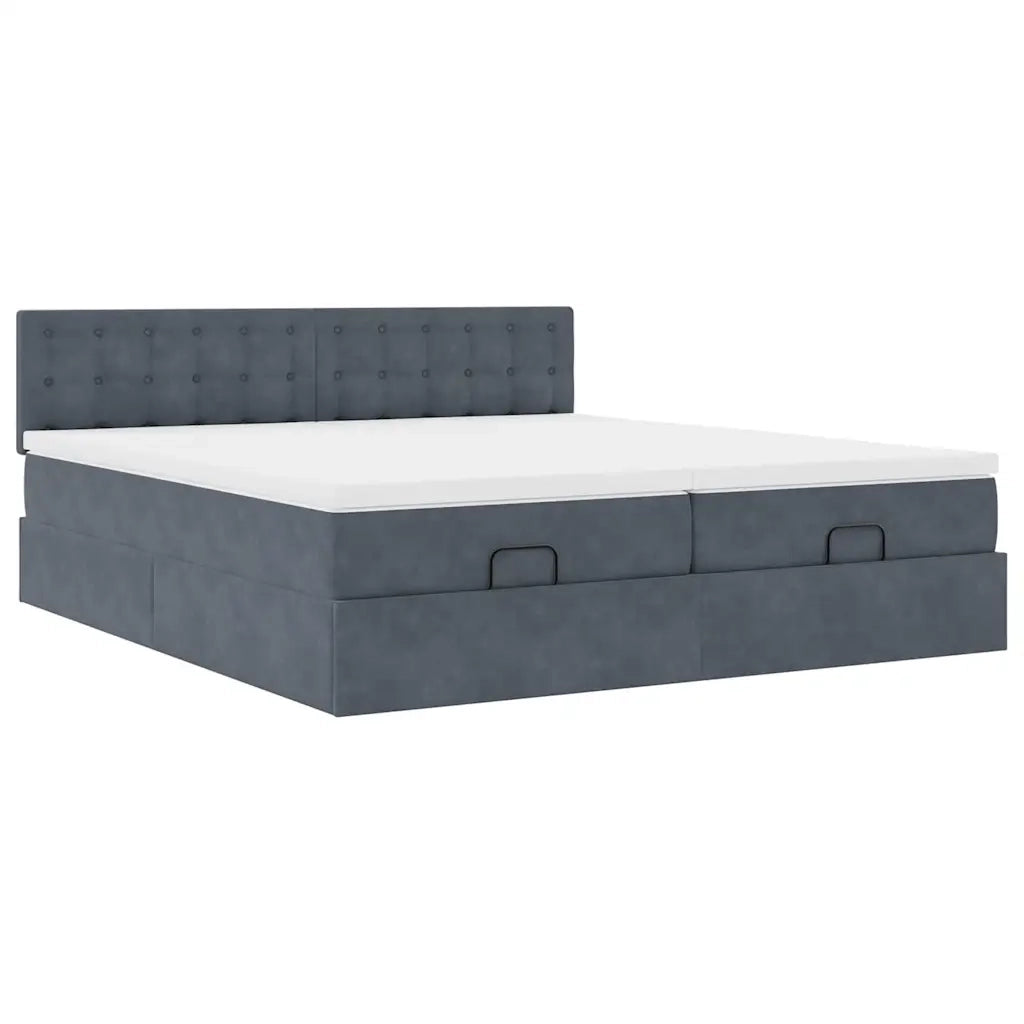 Struttura Letto Pouf con Materassi 160x200 cm in Velluto
