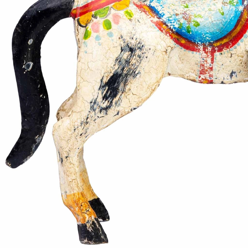 Cavallo decorativo in metallo verniciato invecchiato 31x9x34