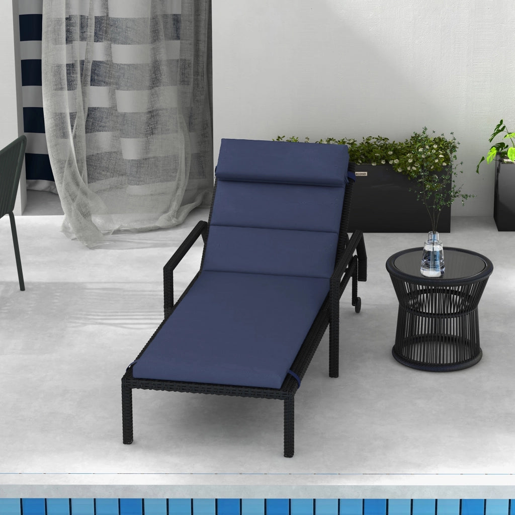 Cuscino per Tumbona in Cotone 196x63x6 cm con Tessuto Idrorepellente ¨C zephmum ¨C Blu Scuro