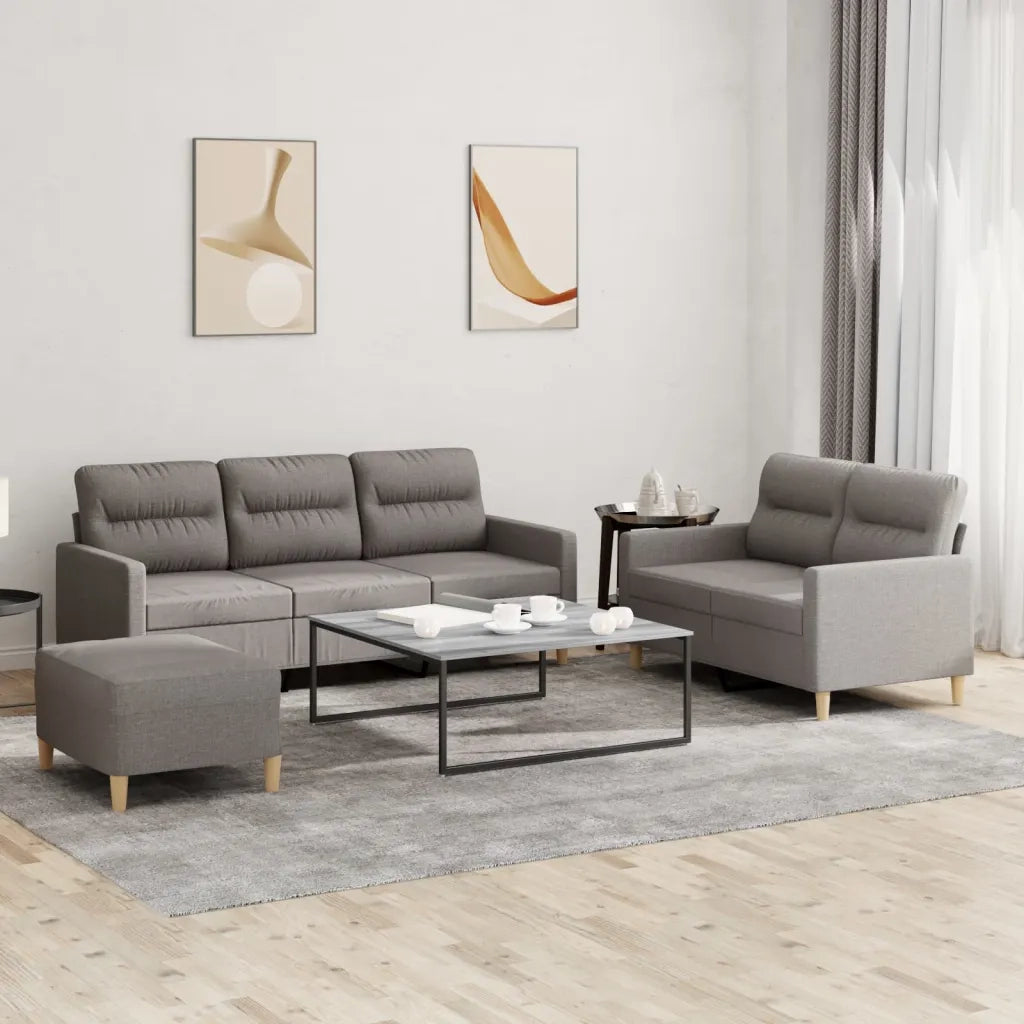 Set di Divani 3 pz con Cuscini Tortora in Tessuto 3201615