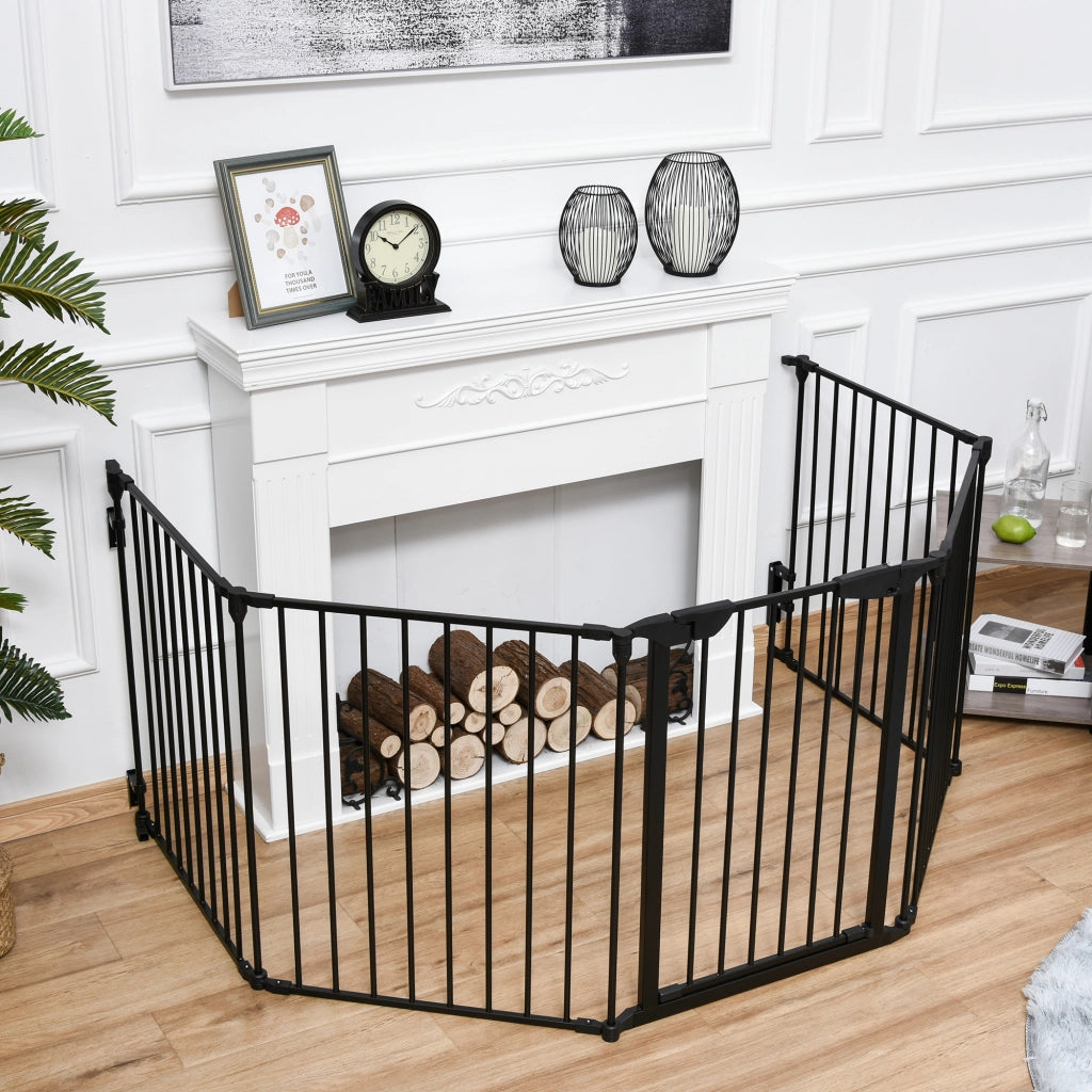 Recinto Sicurezza Cane Modulabile Pieghevole Porta Integrata ¨C Zephmum ¨C Nero Metallo PP 300x74.5cm