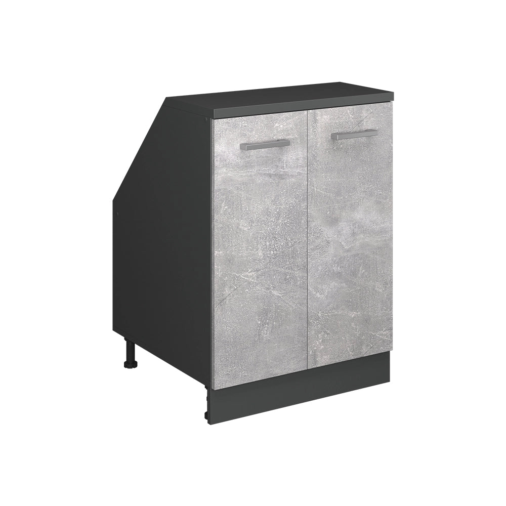 Mobile sottotetto Rion Calcestruzzo/Antracite 60 x 83.8 cm con 2 porte, carcassa 60 cm profondità Vicco