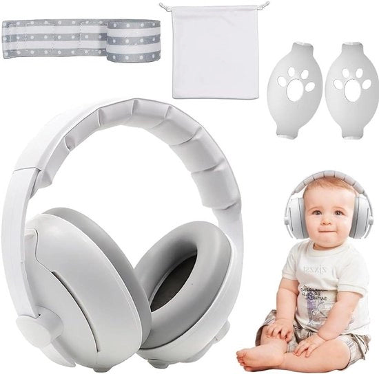 Protezione Uditiva per Bambini 2 in 1: Cuffie per Bambini con Protezione Uditiva 25 dB Grigio, adatto a partire dai 3 mesi