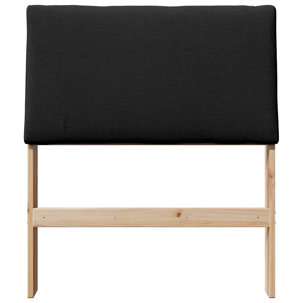 Testiera imbottita Nero 75 cm Pino massello 879316