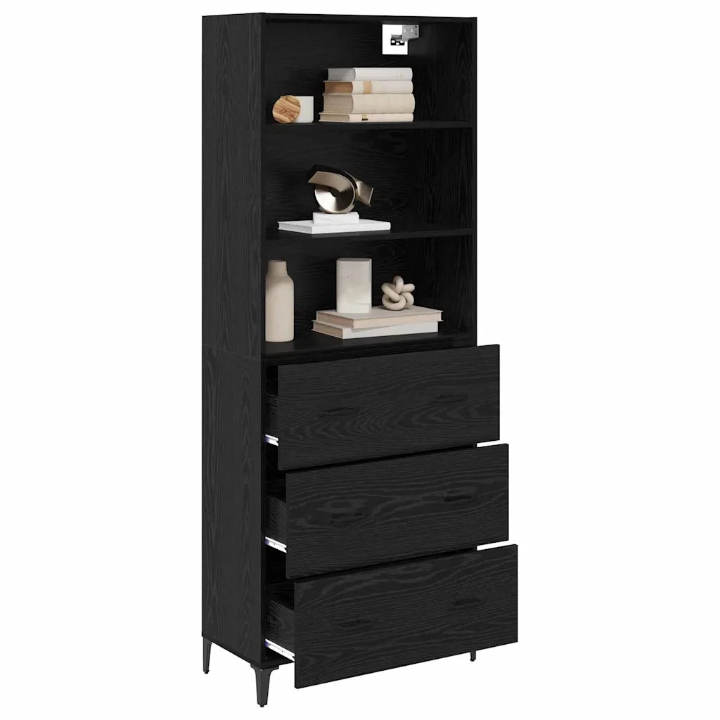 Credenza Rovere Nero 69,5 x 34 x 180 cm Legno multistrato 3416191
