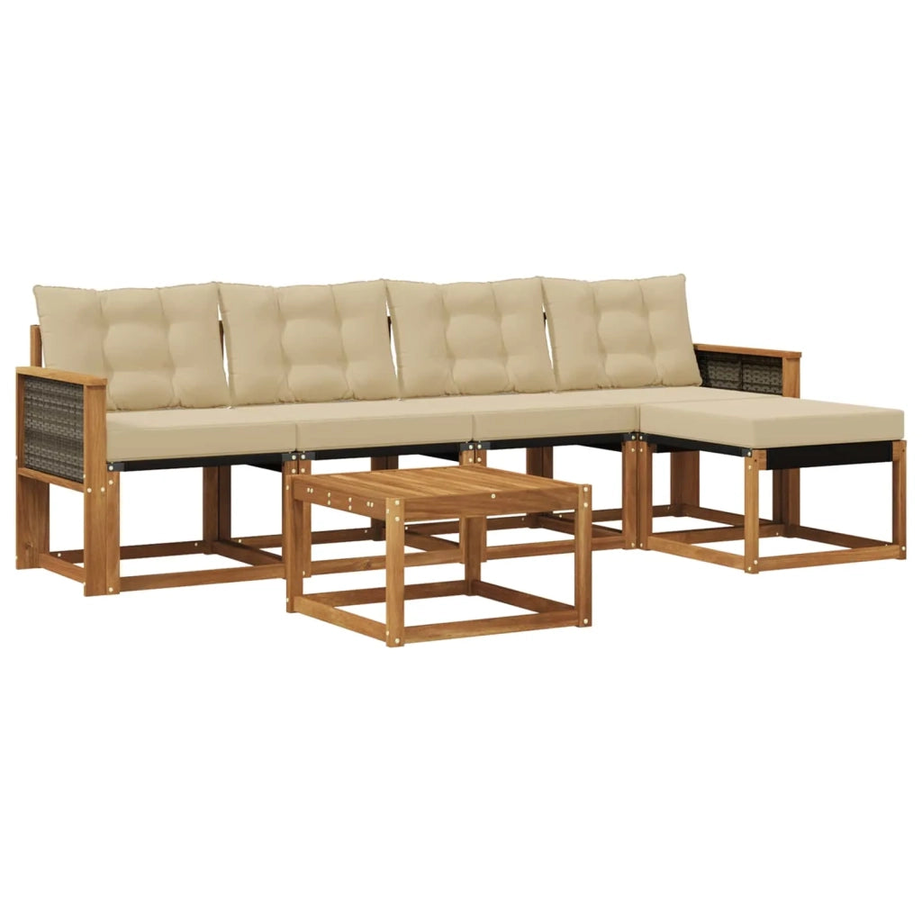Set di divani da esterno 6 pz Naturale e Beige 3381901